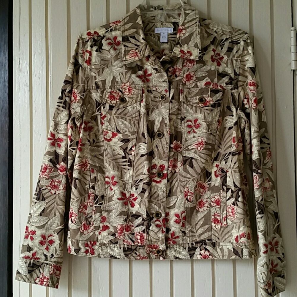 Charter Club Floral Jean Jacket